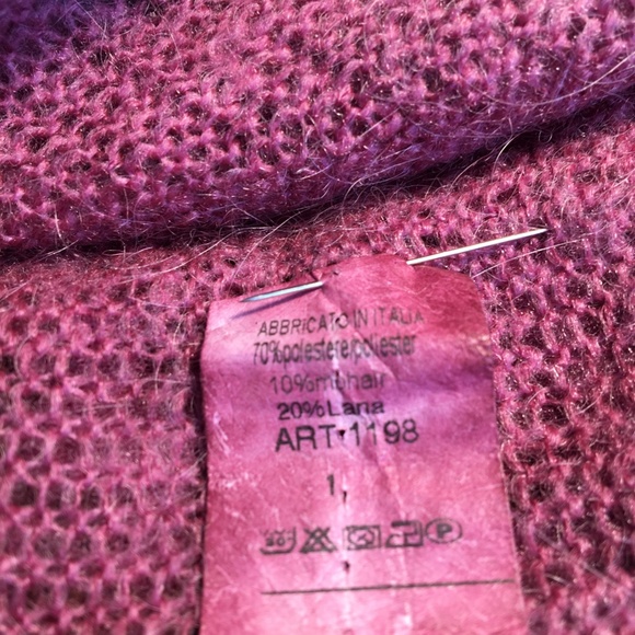 Italian Knit Mohair Sweater in Rose color with Lace Inset and Dolman Sleeve - Picture 8 of 8